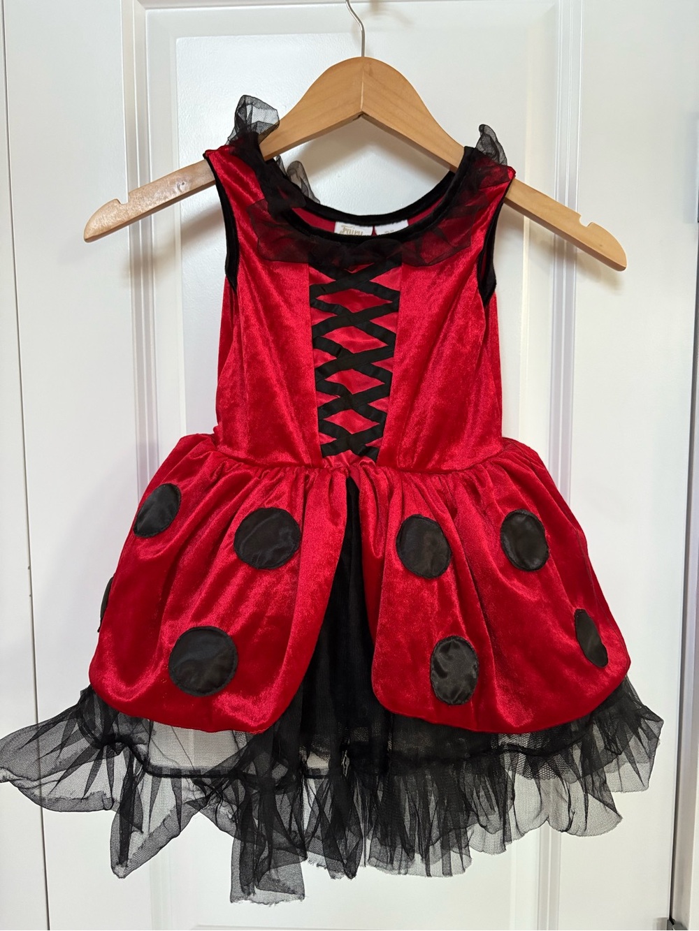 Ladybug Costume Dress with Black Tulle Girls’ Red